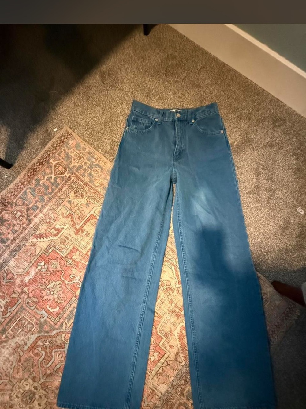 Zara Wide-Leg High-Rise Jeans in Blue Denim Size 4